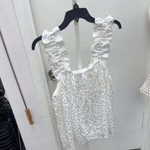 Lida Kate White Leopard Print Ruffle Strap Top Size Medium